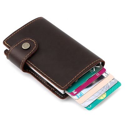品質  Normcore/luxury aluminum leather card holder wallet minimalist wholesale men