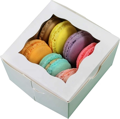 Recycled Materials Bakery Strawberry Cookie Treat Boxes Wholesale Custom Small White Macaroon Boxes With Clear Window